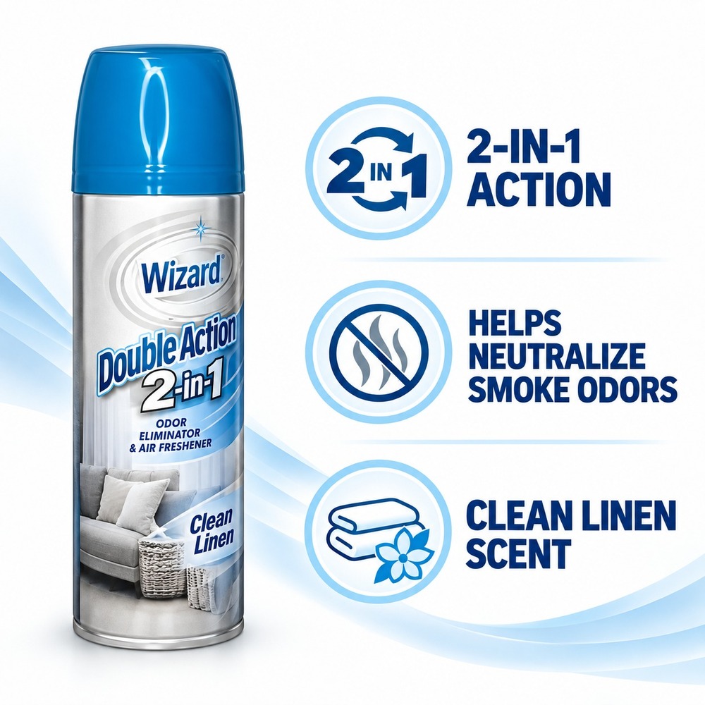 Wizard 2-in-1 Smoke Odor Eliminator Air Freshener Clean Linen 12 oz 3-Pack - Picture 3 of 6